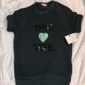 Bow & Drape Black short sleeve sweatshirt size M